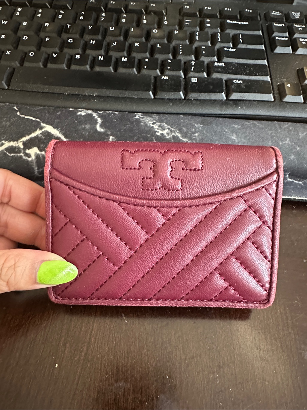 Tory Burch Compact Wallet Card Holder In Burgundy